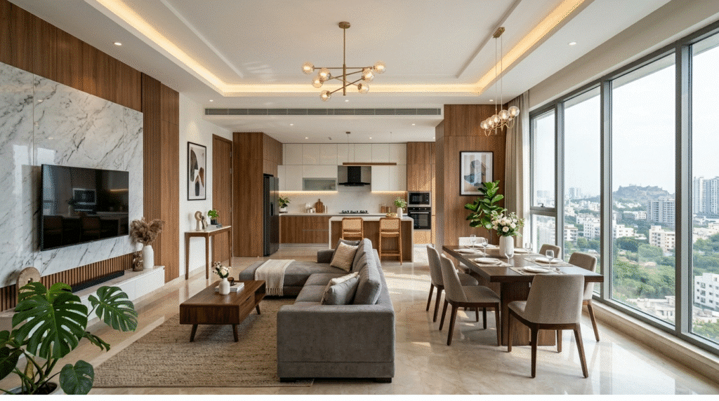 3BHK interior design cost in Hyderabad modern apartment interior